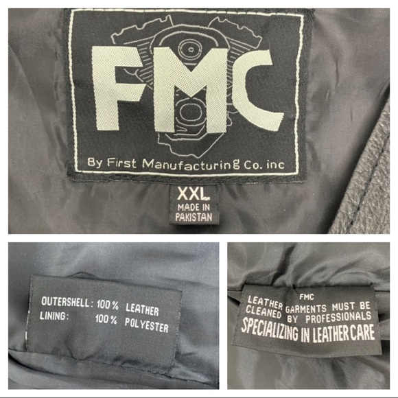First Manufacturing Motorcycle Gear Black Leather Button Up Vest Size XXL - Picture 14 of 16